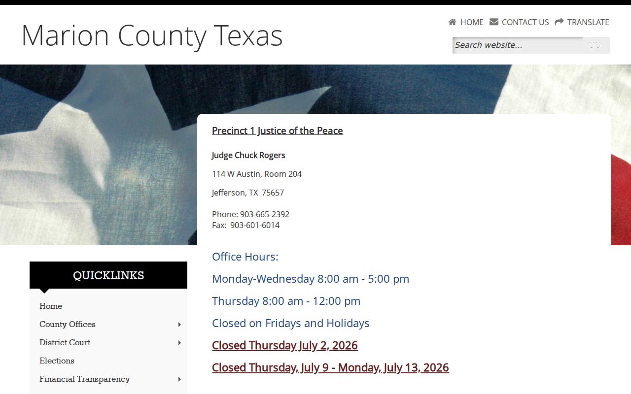 Marion County JP1 and JP2 traffic court contacts