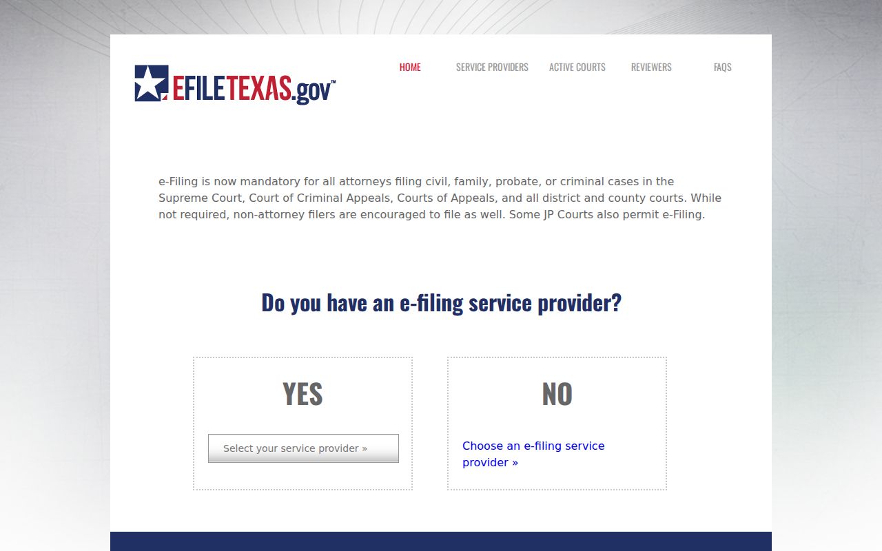 Marion County civil docket eFileTexas filing page