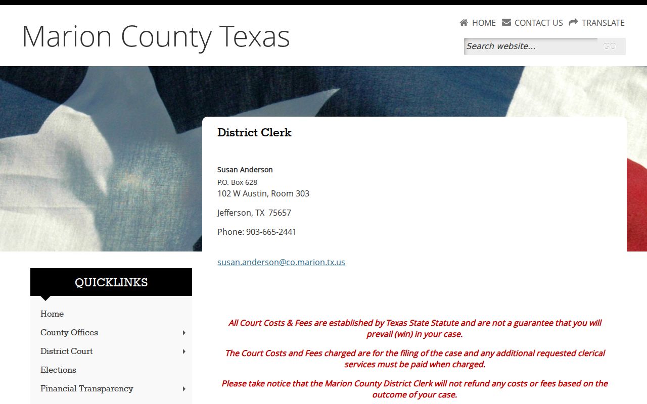 Marion County court docket District Clerk page